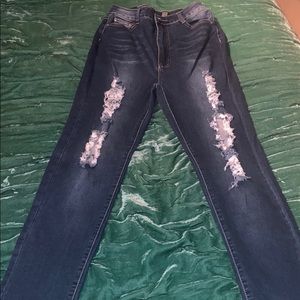 Fashion nova high waisted ripped blue jeans